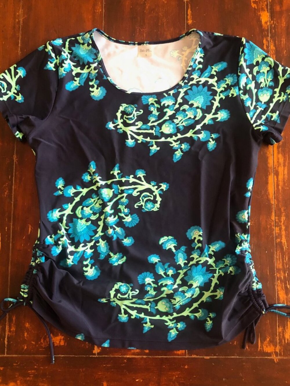 Ella Mae/Calypsa/Modli 'Adele' Swim Shirt/Rash Guard in 'Barbados Blue' print, L